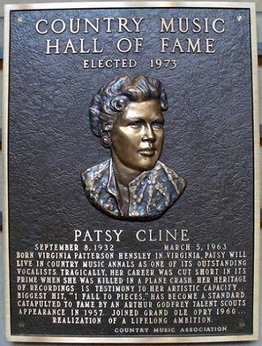 Patsy Cline Hall of Fame Plaque